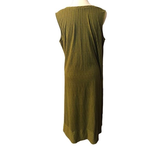 H By Halston Dress Womens Size XL High Low Hunter Green Stripes Tank Style - Picture 4 of 10